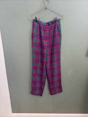 Vintage Plaid High-Waist Pants Colorful Gwen Stefani Vibes Sz 6